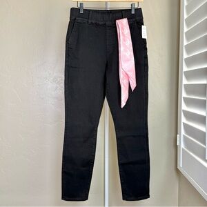 NWT: Juicy Couture Skinny Jeans Size 28 in Black with Pink Satin Scarf